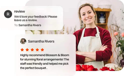 A review request notification asking a customer to rate their experience